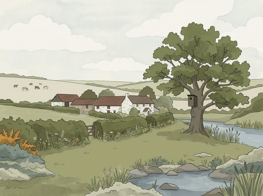 Woodland and field margin at Chedington Woods on Wyke Farm, Dorset